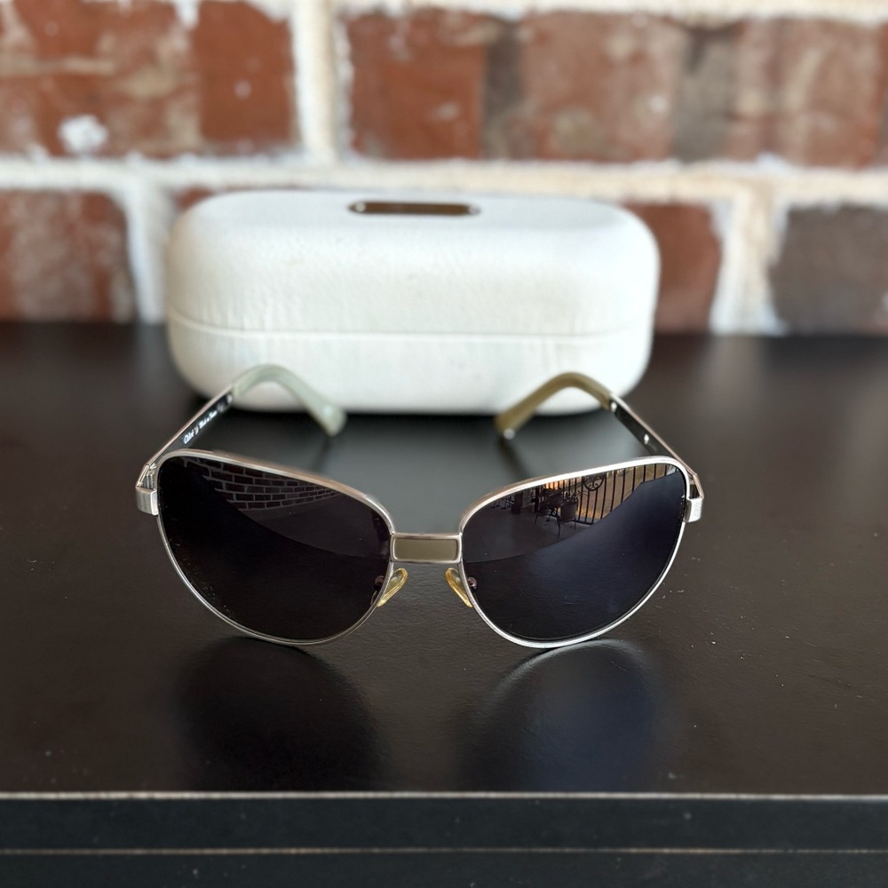 Chloe 2166 Silver Metal with Brown Lens Aviator Sunglasses with Original Case